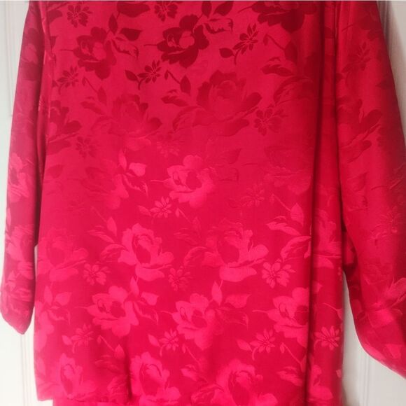 Vintage Silk Studio 10Red 100% SILK  3/4 SleeveTie Hips Buttons Back WomenDress - Picture 5 of 9